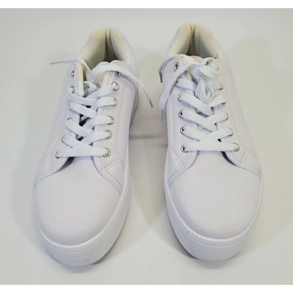 MDS Women's Size 5 / 38 Nasty Gal White Lace Up Canvas Sneakers Tennis Shoes EUC - Picture 2 of 7